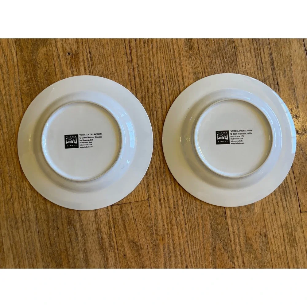 Warren Kimble Sakura Animal Collection Salad Plates‎ Set 2 Horse Sheep Folk Art